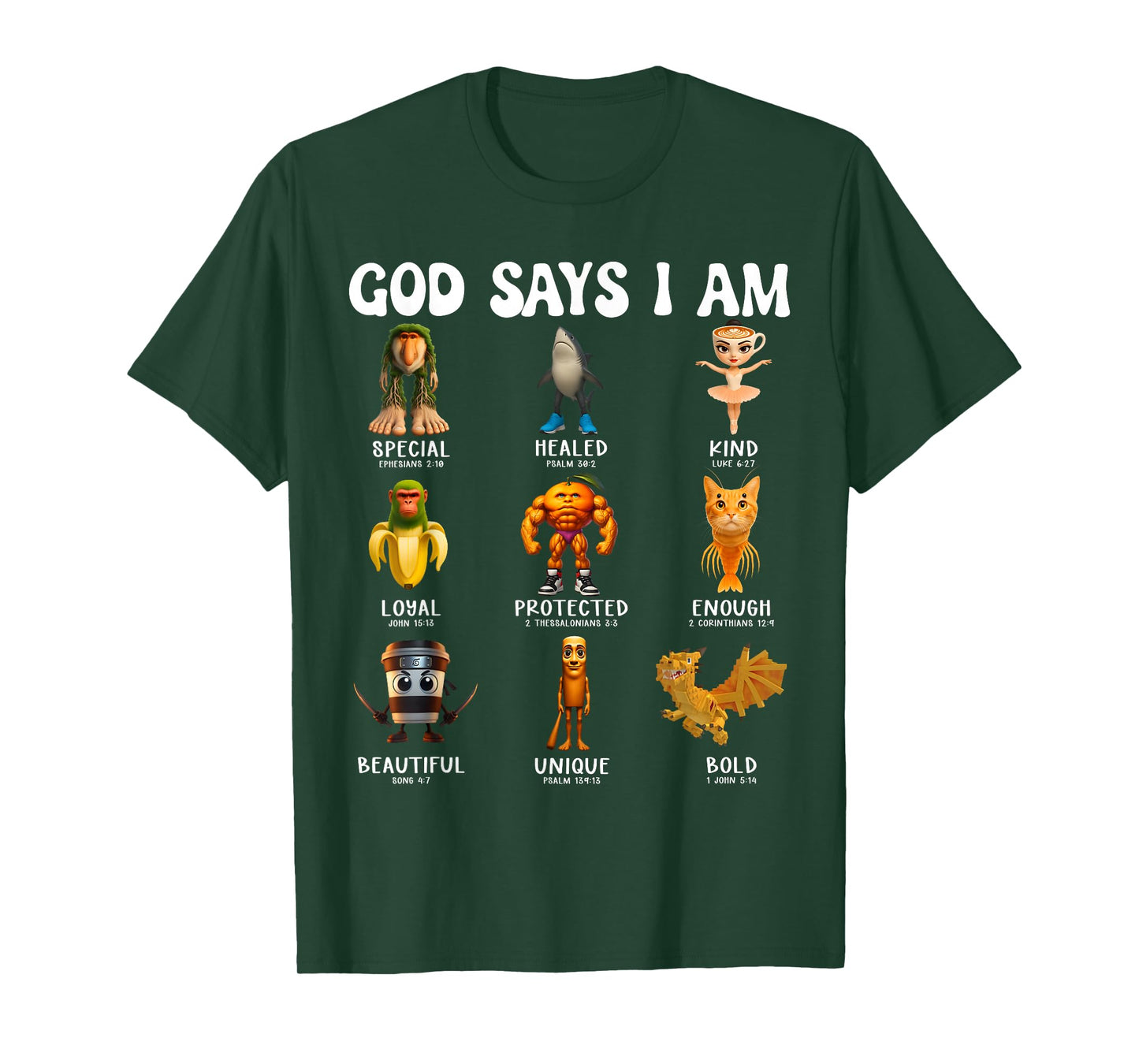 God Says I Am Quirky Italian Brainrot Scripture Design T-Shirt