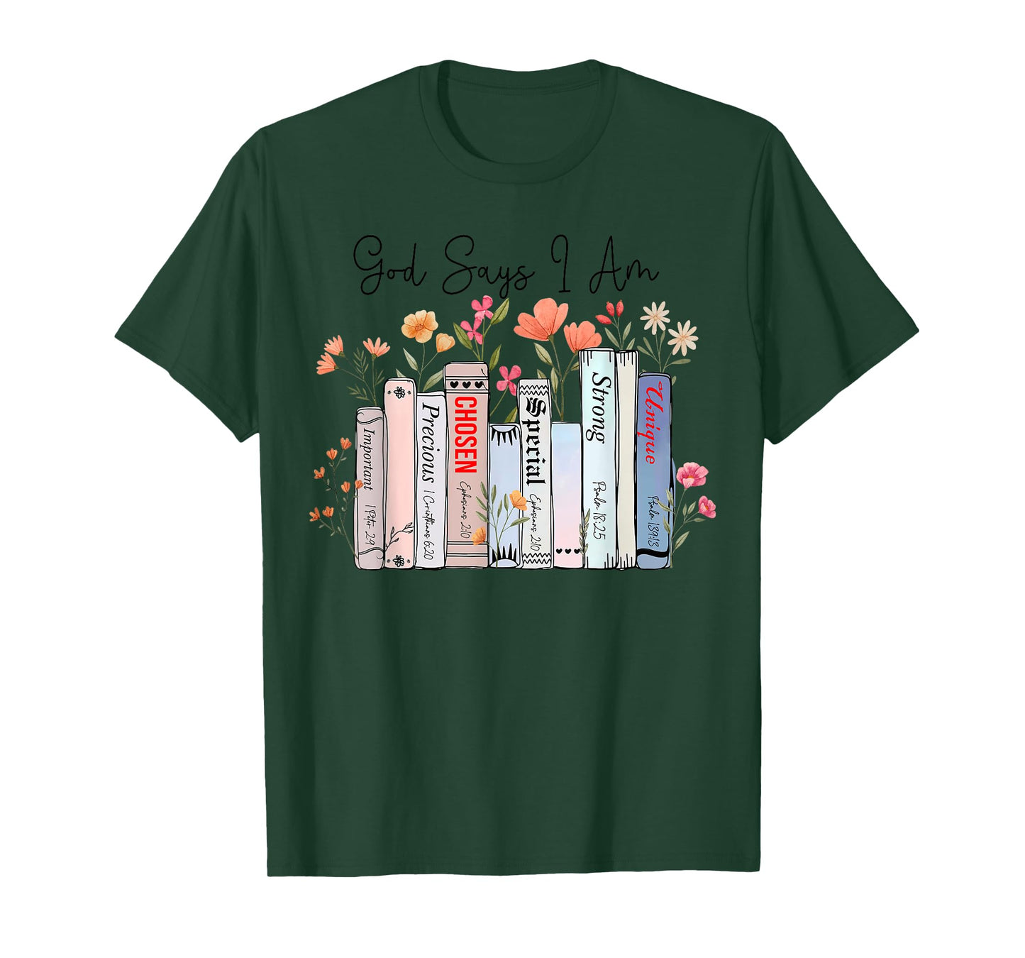 God Says I Am Funny Book Bible Verse Christian Girls Women T-Shirt