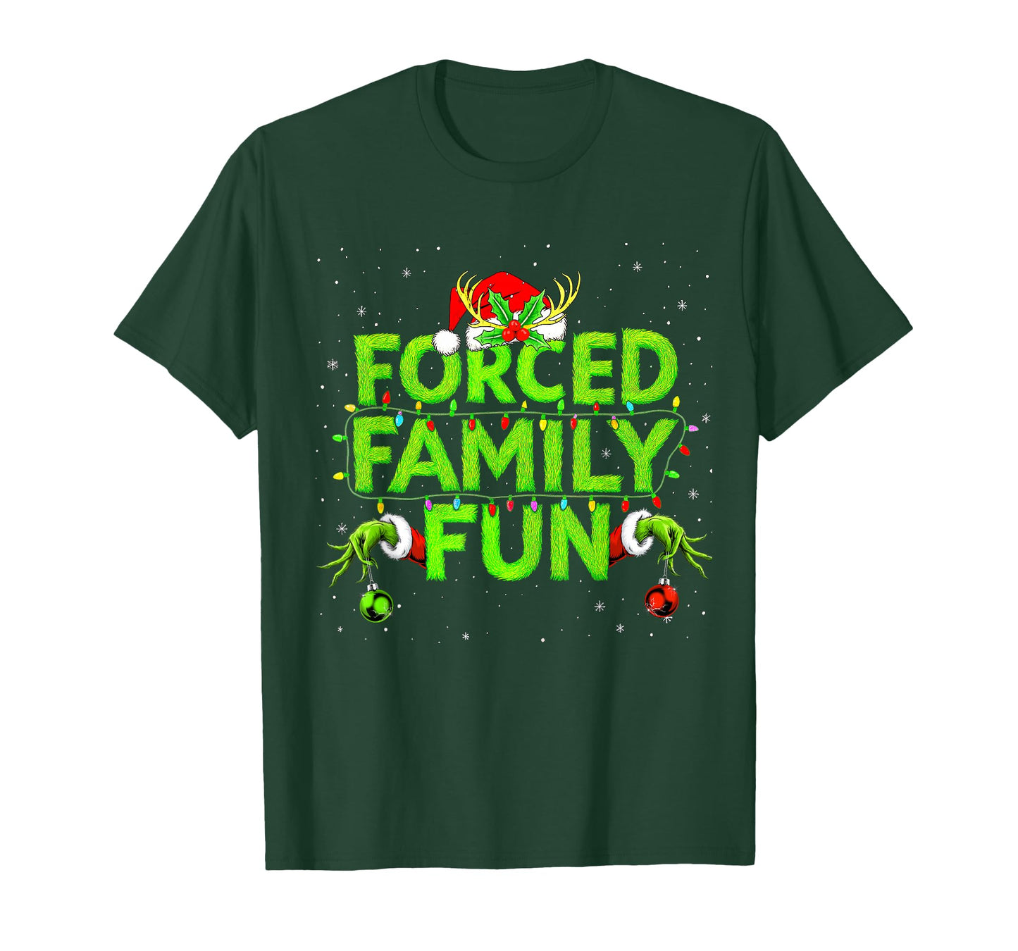 Funny Forced Family Fun Christmas Holiday Shirt Men Kids Boy T-Shirt