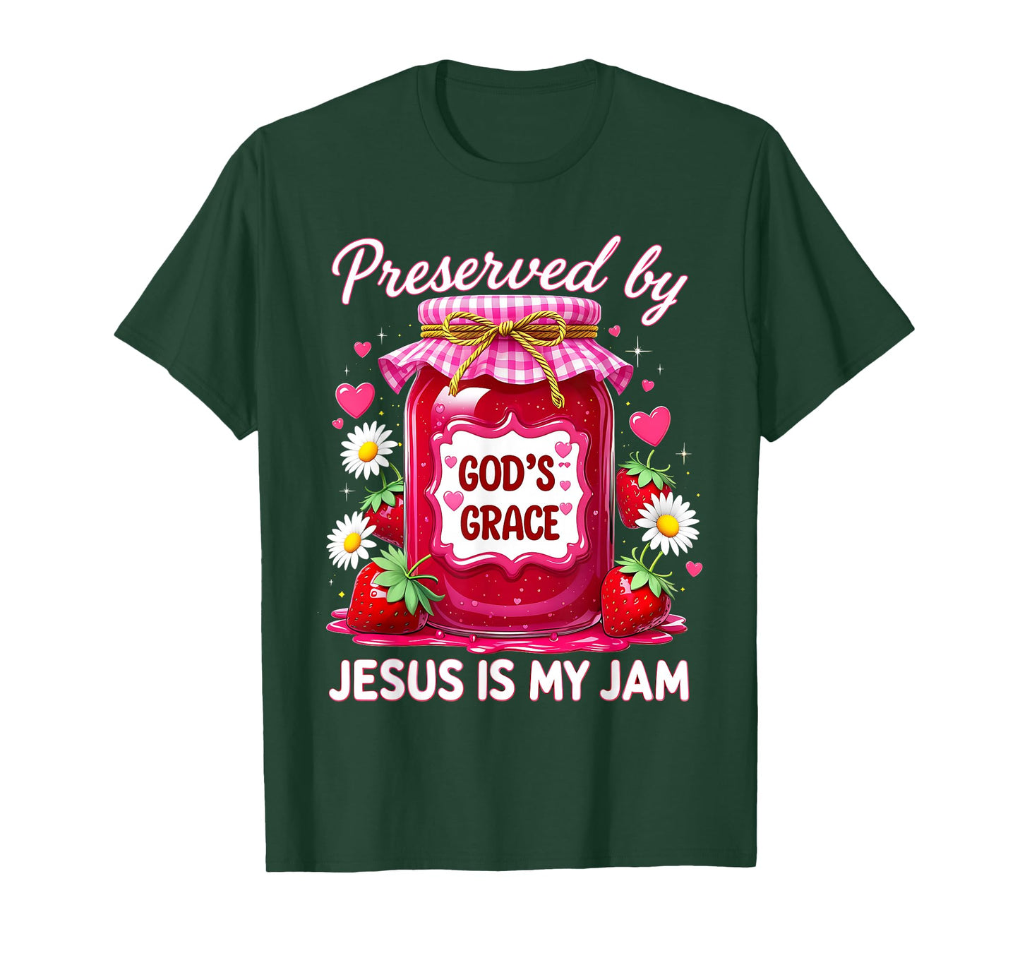 Jesus My Jam Strawberry Coquette Pink Preserved God’s Grace T-Shirt