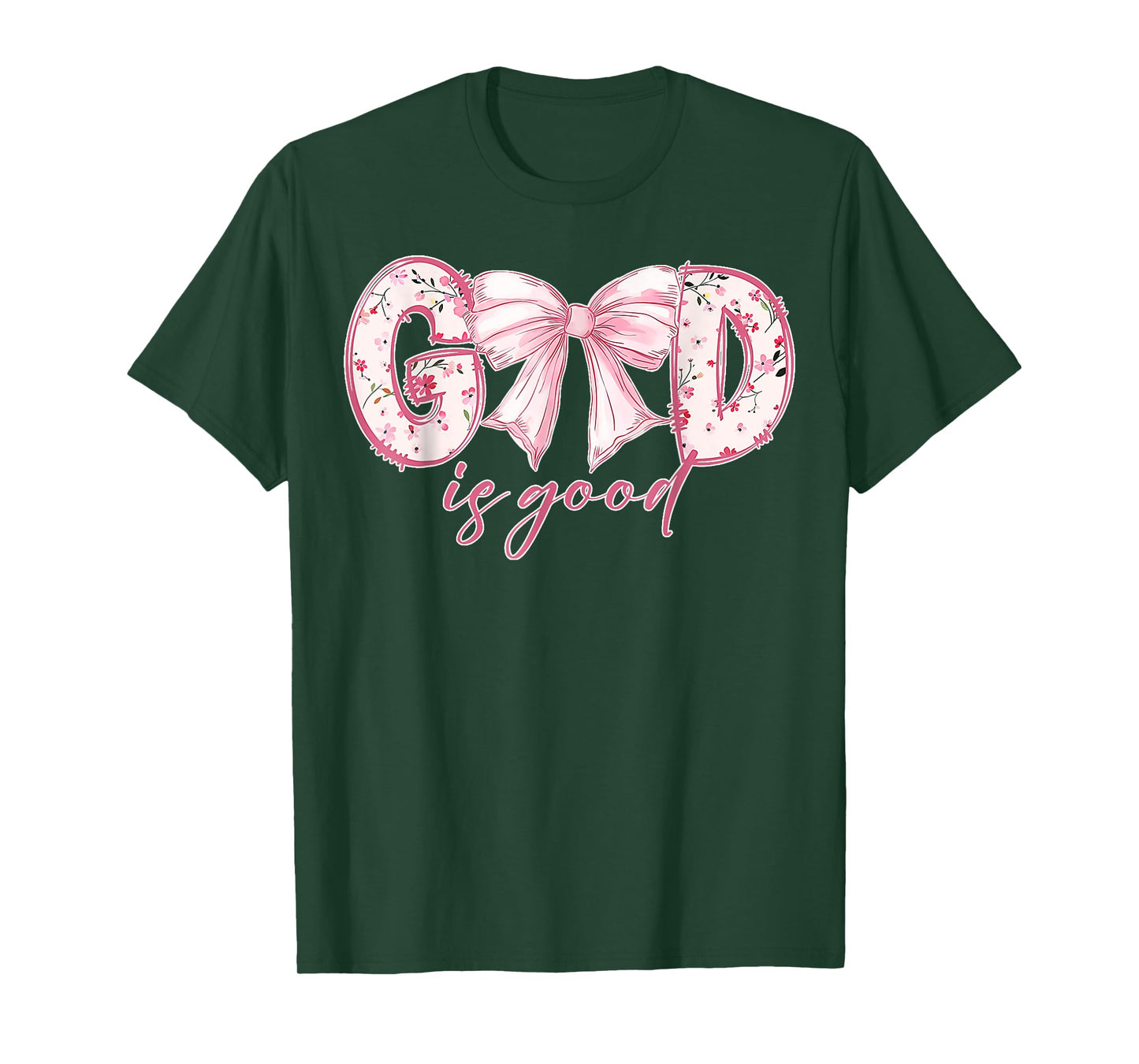 Coquette Valentine Bow God Is Good Bible Christian Worship T-Shirt