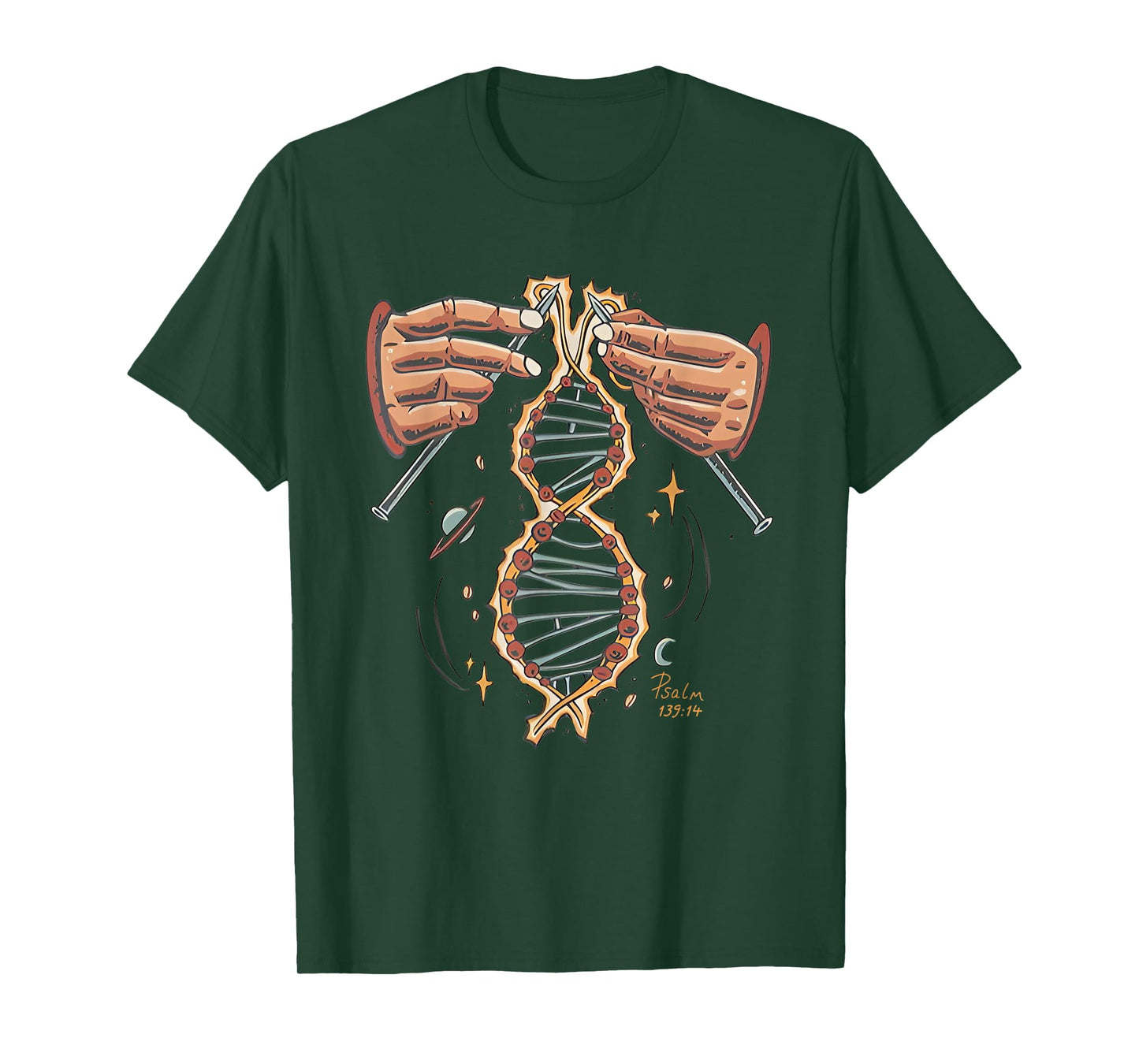 Hands Knitting God Handmade Dna Psalm 139 13 Bible T-Shirt
