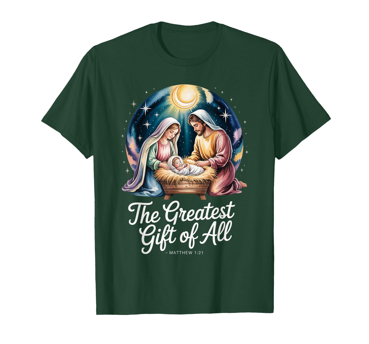 Manager Nativity Scene Greatest Gift of All Jesus Christmas T-Shirt