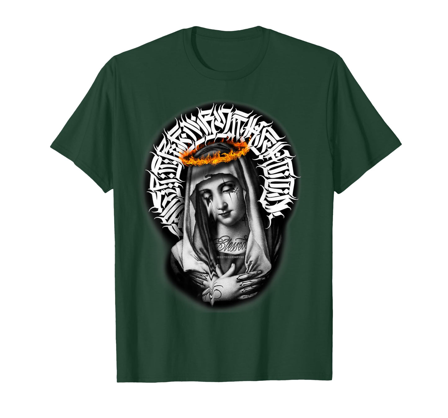 Mother Mary Tattoo Blessed Pray Gothic T-Shirt