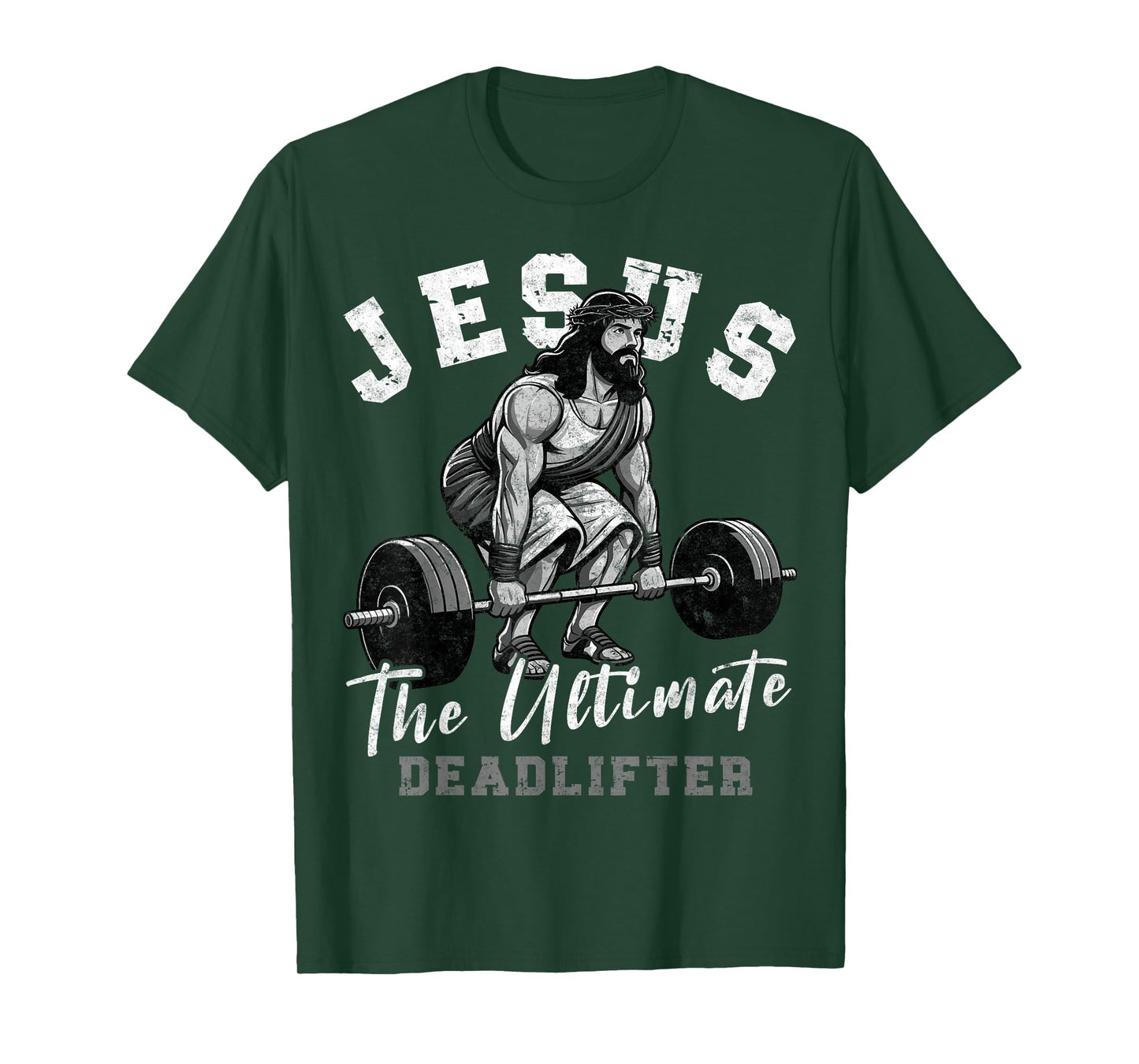 Jesus The Ultimate Deadlifter Funny Christian Workout Gym T-Shirt, Small, Black
