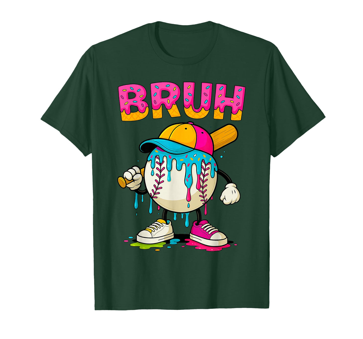 Baseball drip Shirt Bruh Baseball Drip Ice Cream Boys T-Shirt