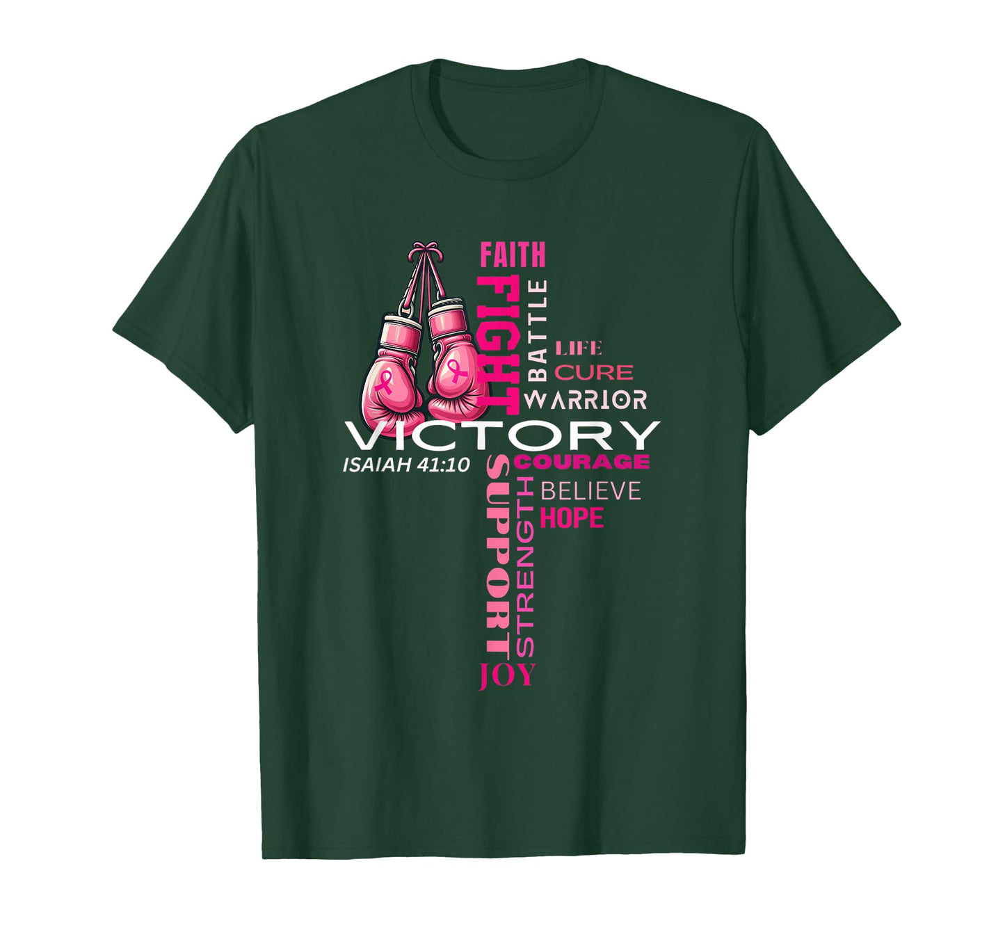 Faith Based Cross Word Art Breast Cancer Awareness Shirt T-Shirt