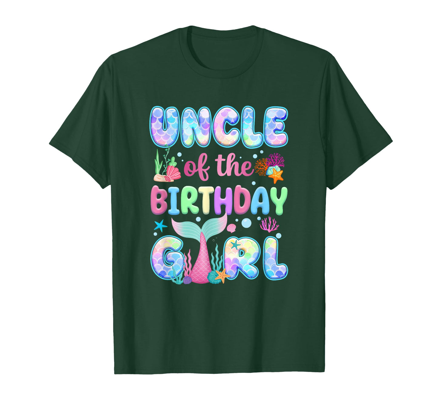 Uncle Of The Birthday Mermaid Girl Family Matching Party T-Shirt