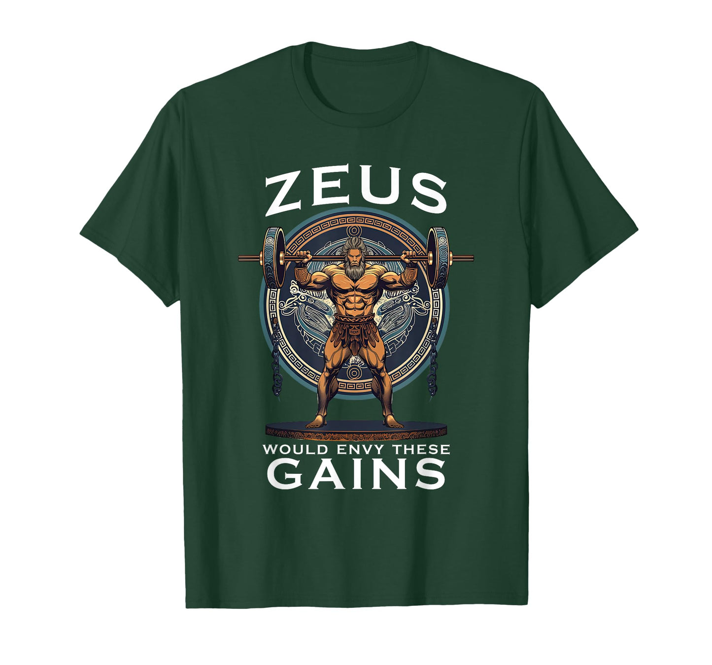 Funny Bodybuilding Muscle Gain Humor Greek God Zeus T-Shirt