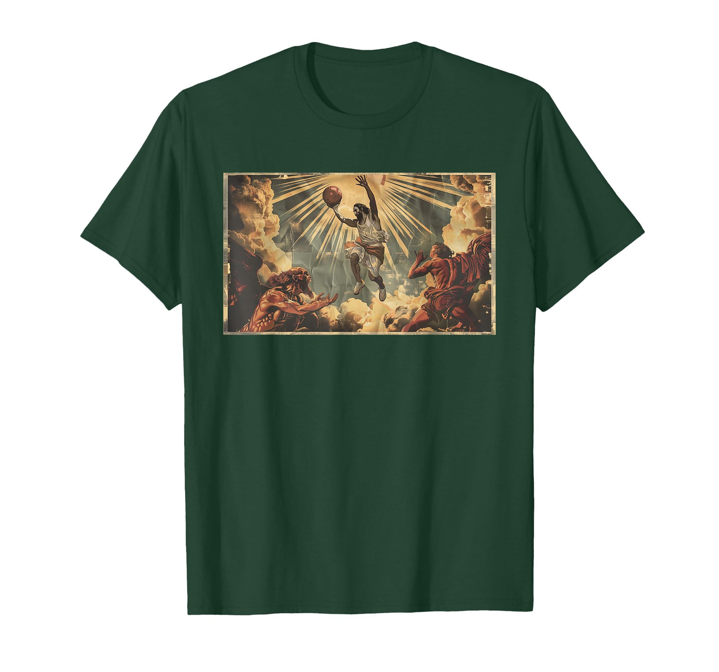 Funny Jesus Dunking Over The Devil Christian T-Shirt