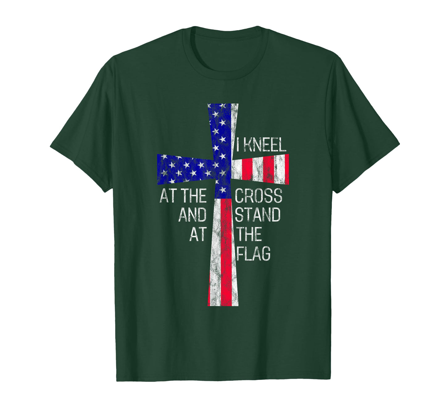 Vintage I Kneel at the Cross and Stand at the Flag Men Women T-Shirt