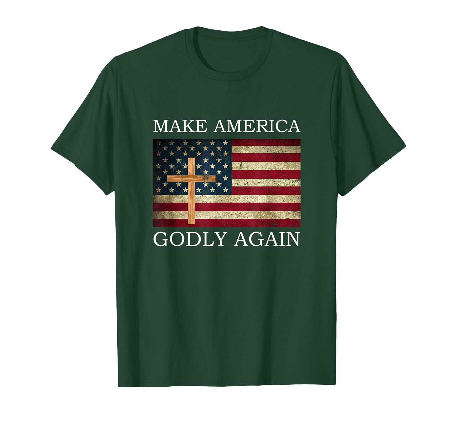 Make America Godly Again American Flag Cross Jesus T-Shirt