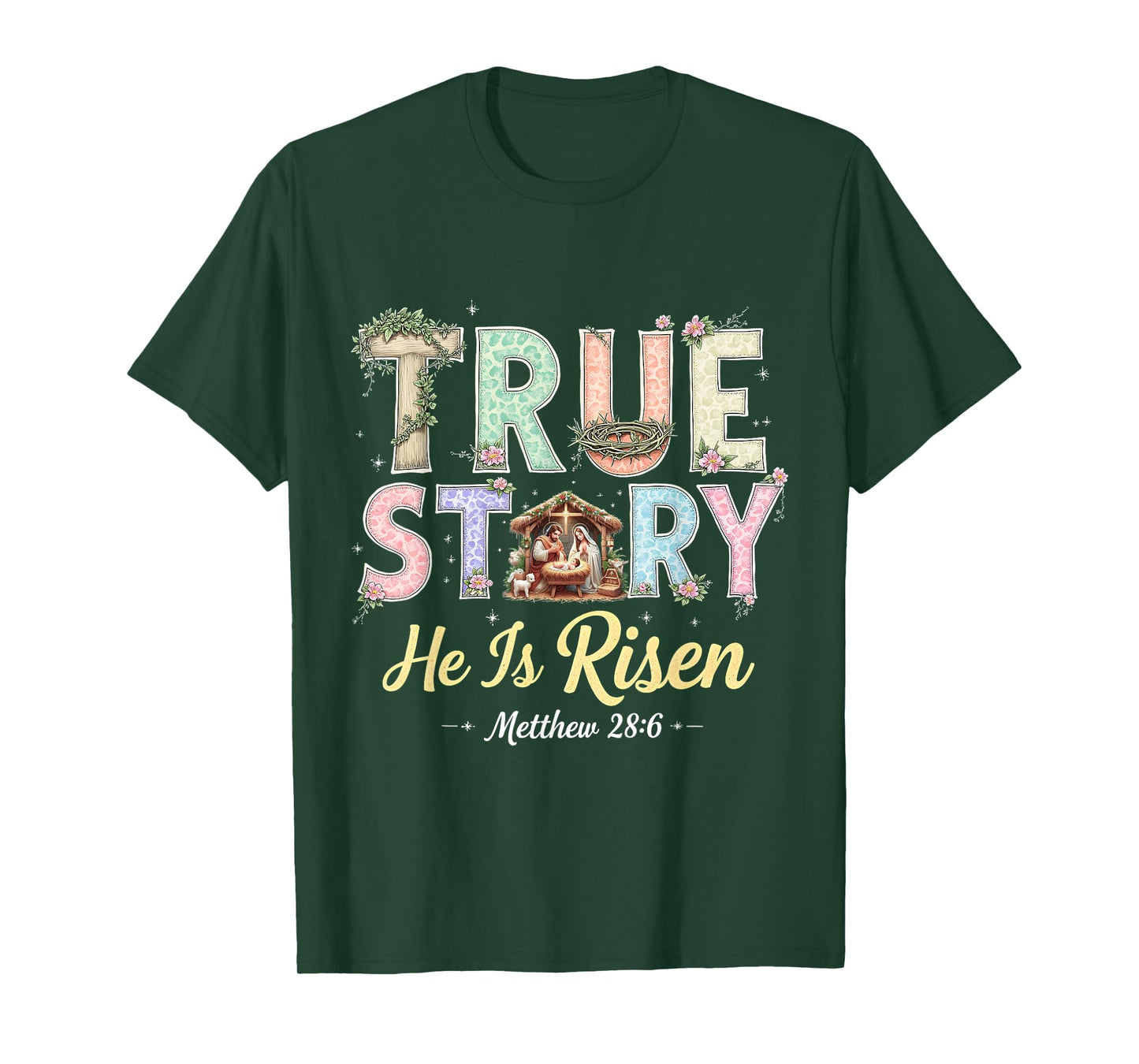 He Is Risen Easter Coquette Vintage Christian True Story T-Shirt