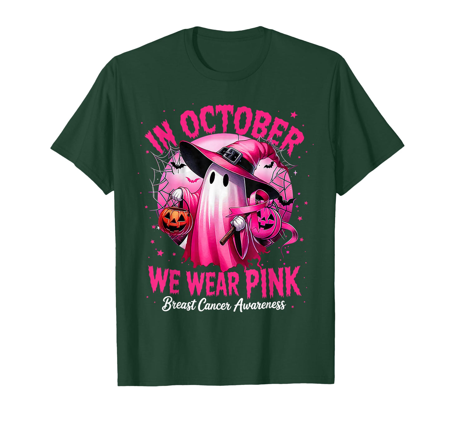 In October We Wear Pink shirt Ghost Breast Cancer Awareness T-Shirt