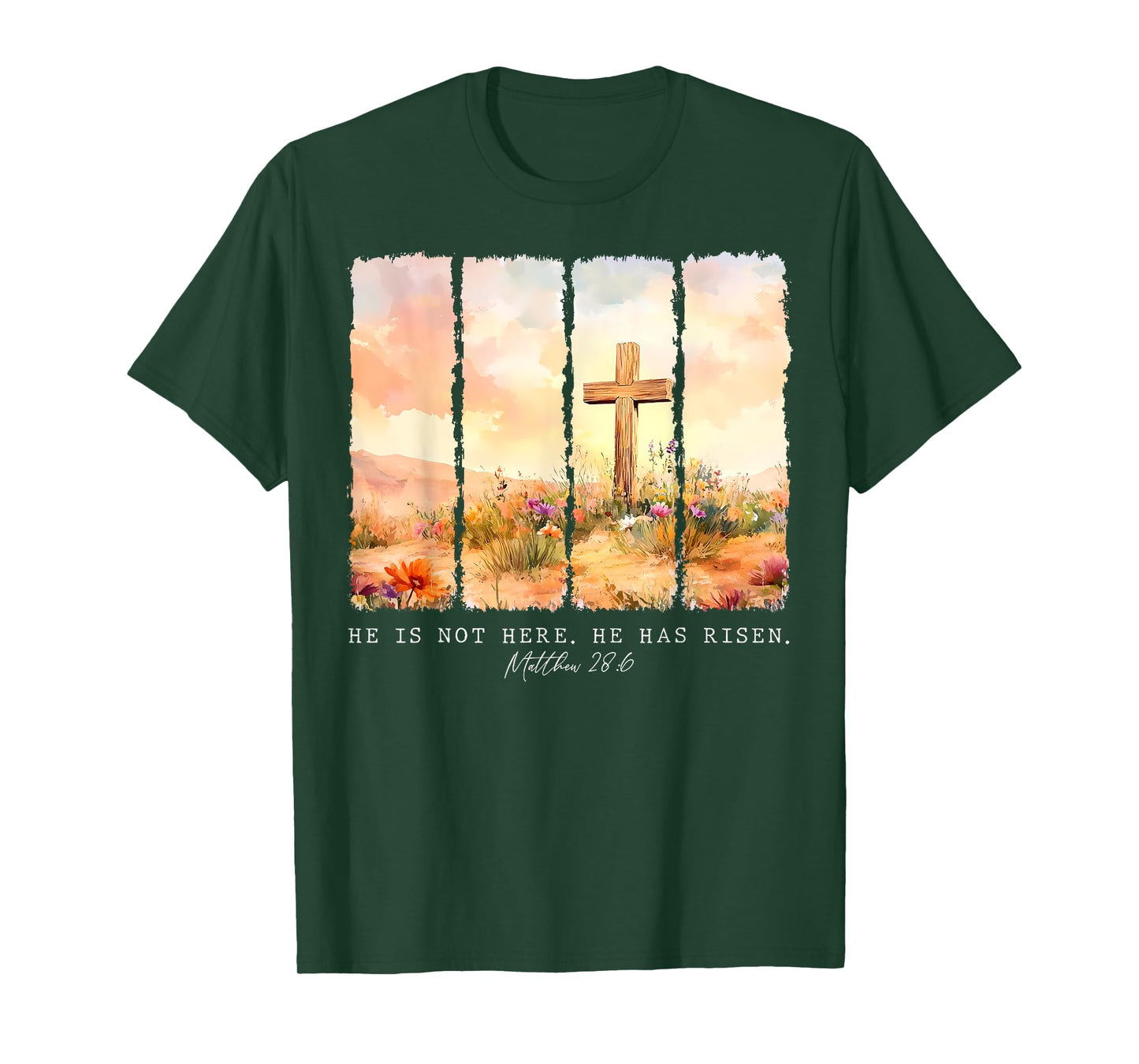 He Is Risen Christian Wildflower Happy Easter Women Girls T-Shirt