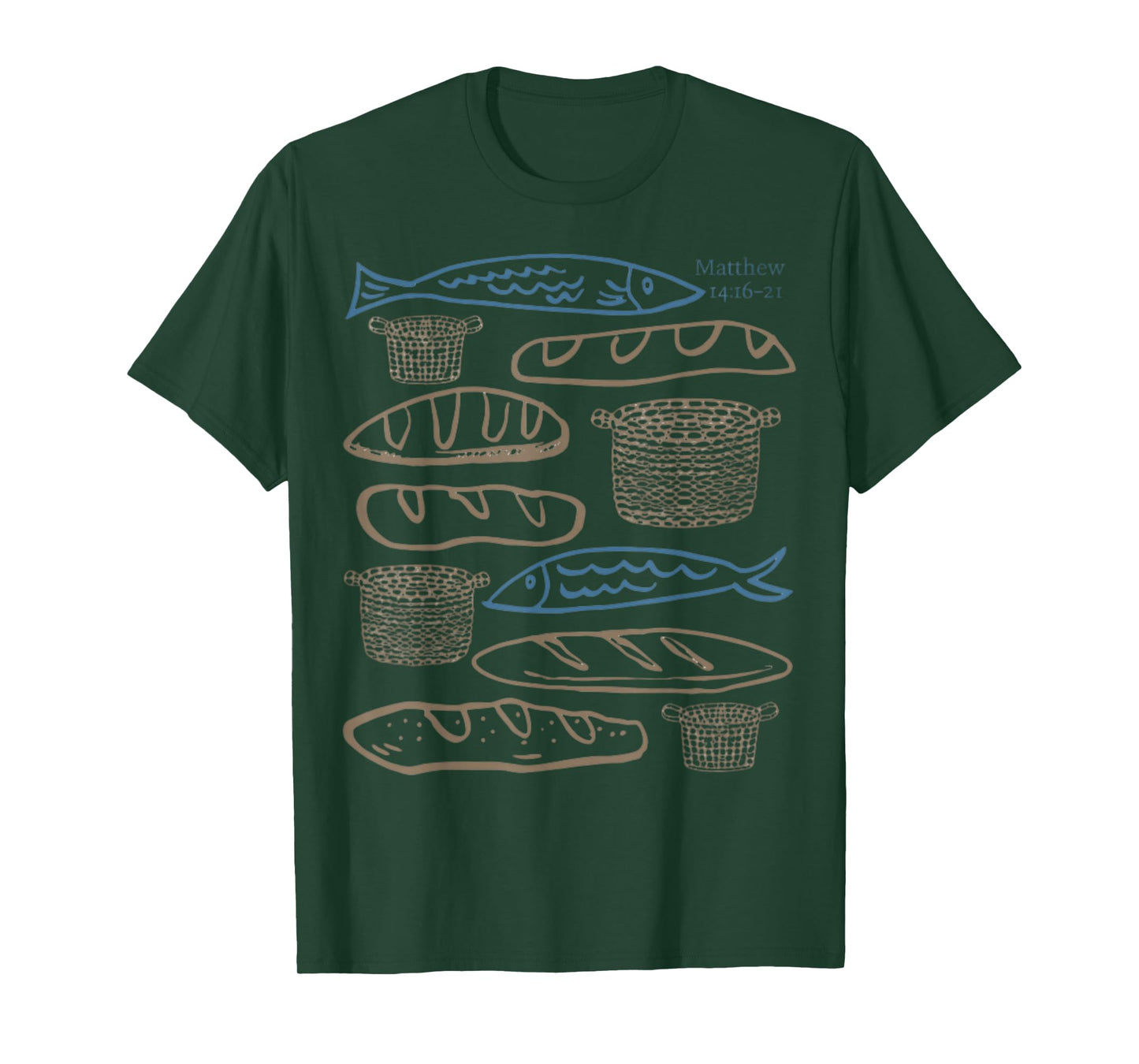 Christian Faith Scripture Loaves Fishes Jesus Miracle T-Shirt