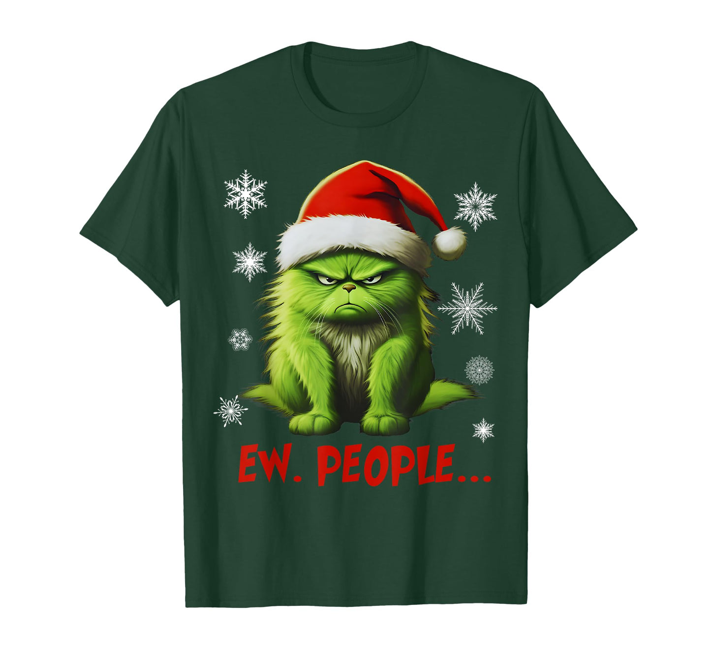 Funny Christmas Cat Ew People Meowy Cat Lovers Men Women Kid T-Shirt