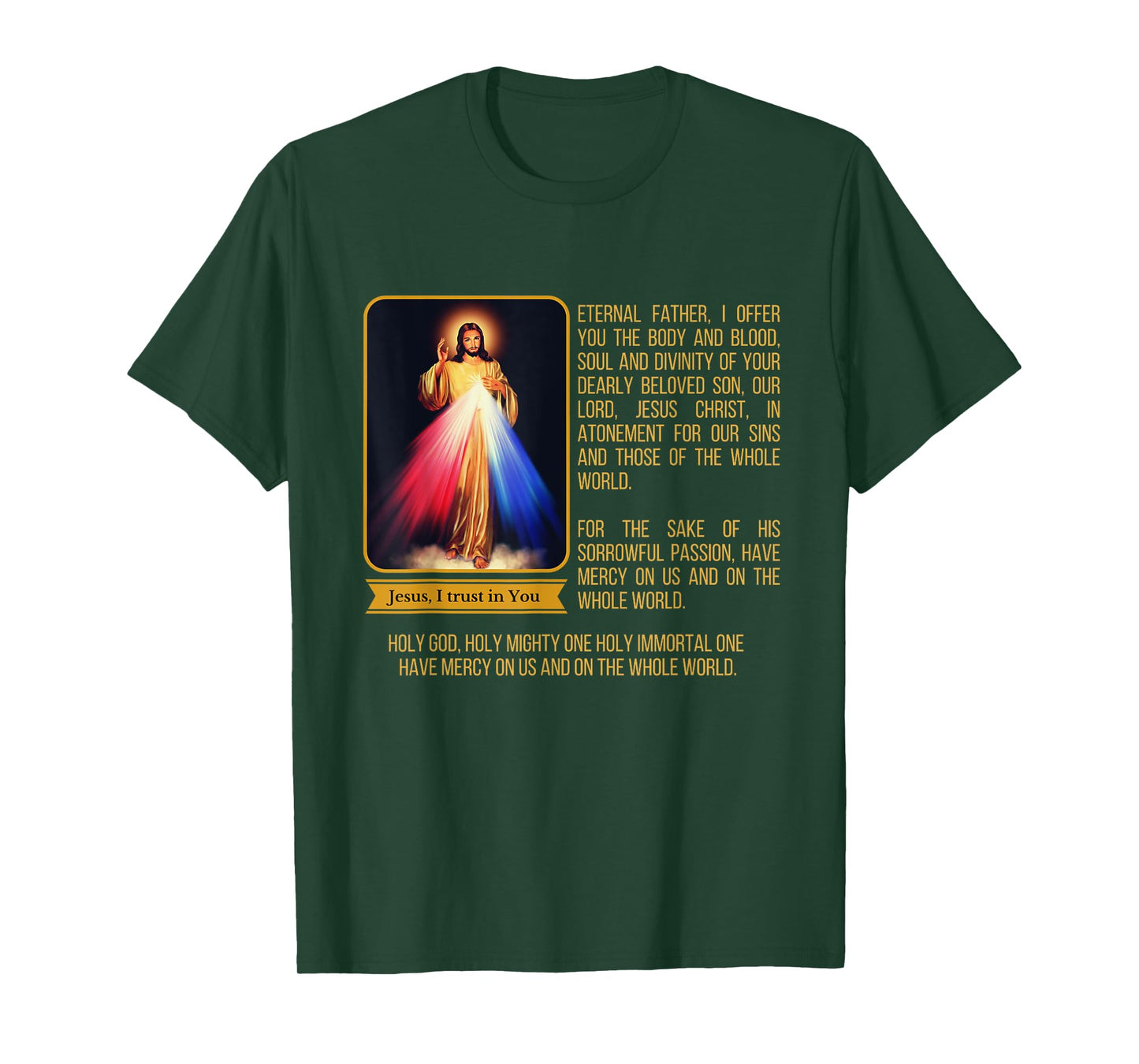 Divine Mercy Jesus Image Chaplet Novena Prayer Catholic T-Shirt