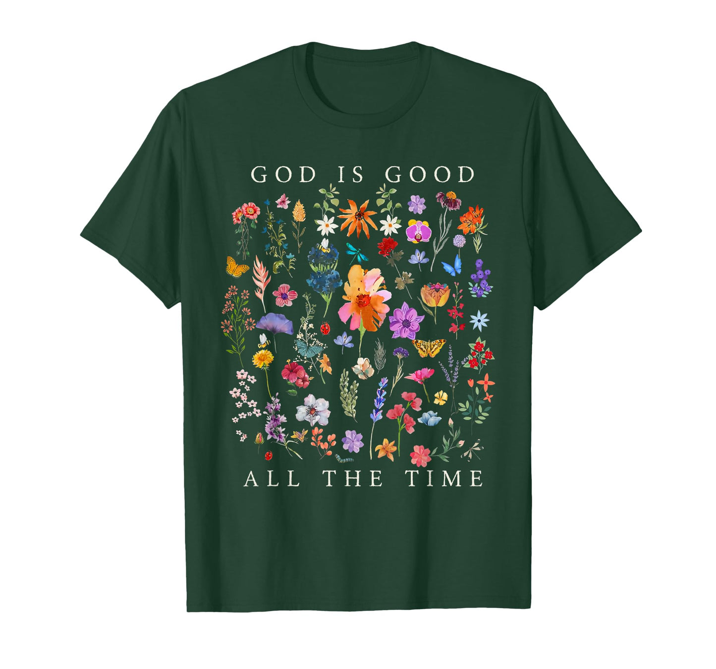 God Is Good All The Time Vintage Boho Floral Christian T-Shirt