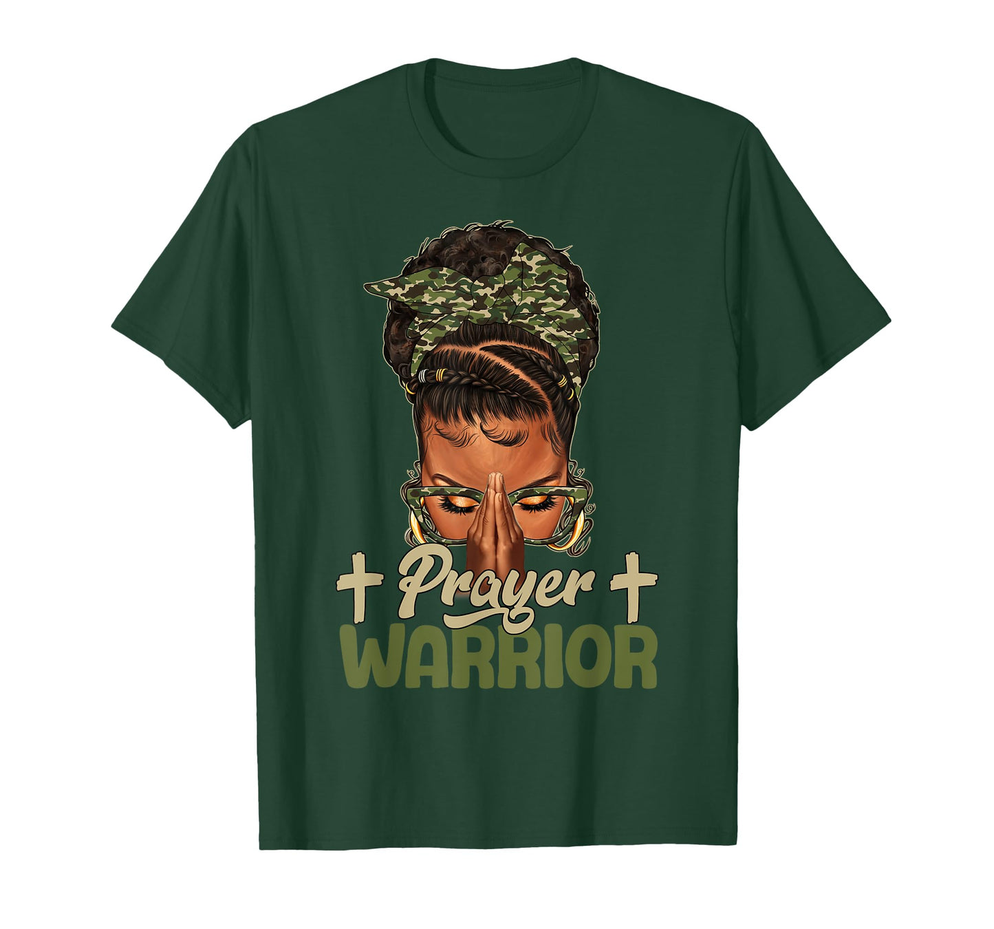 Sayings Prayer Warrior Black Woman Afro Christian Praying T-Shirt