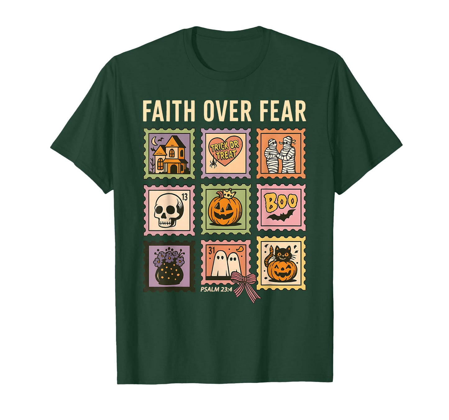 Faith Over Fear Christian Halloween Stamp Believers T-Shirt