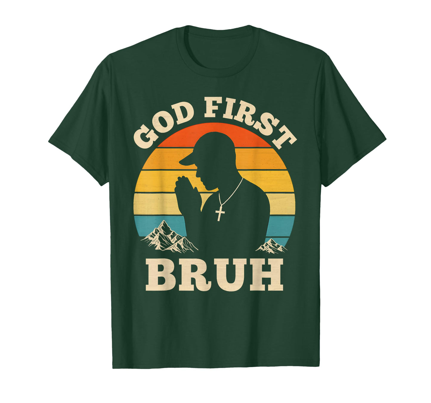 God First Bruh Vintage Hip Hop Christian Teenagers Praying T-Shirt