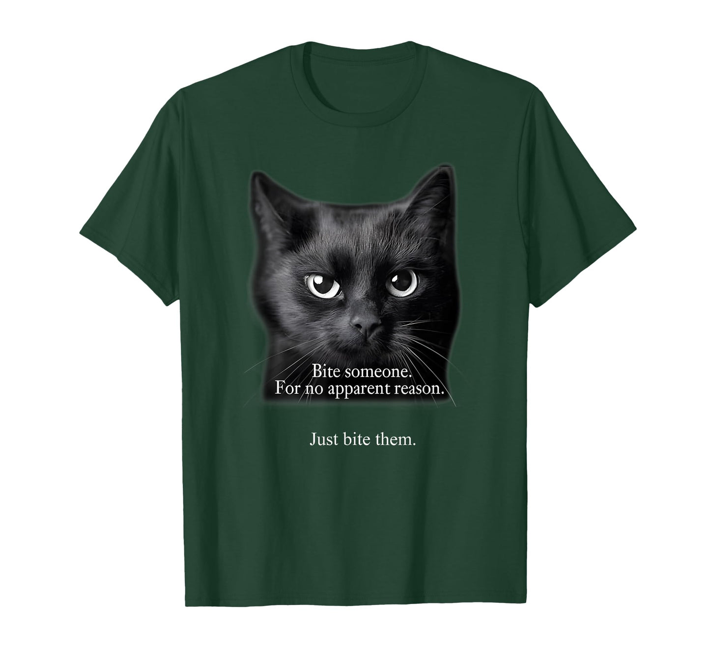 Bite Someone For No Apparent Reason Funny Black Cat Saying T-Shirt