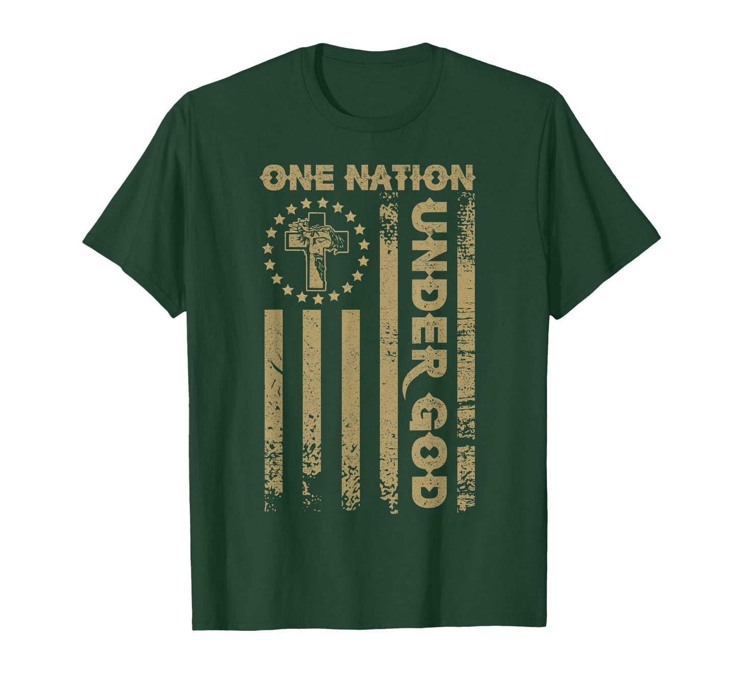 One Nation Under God Flag 4th Of July Patriotic Christian T-Shirt