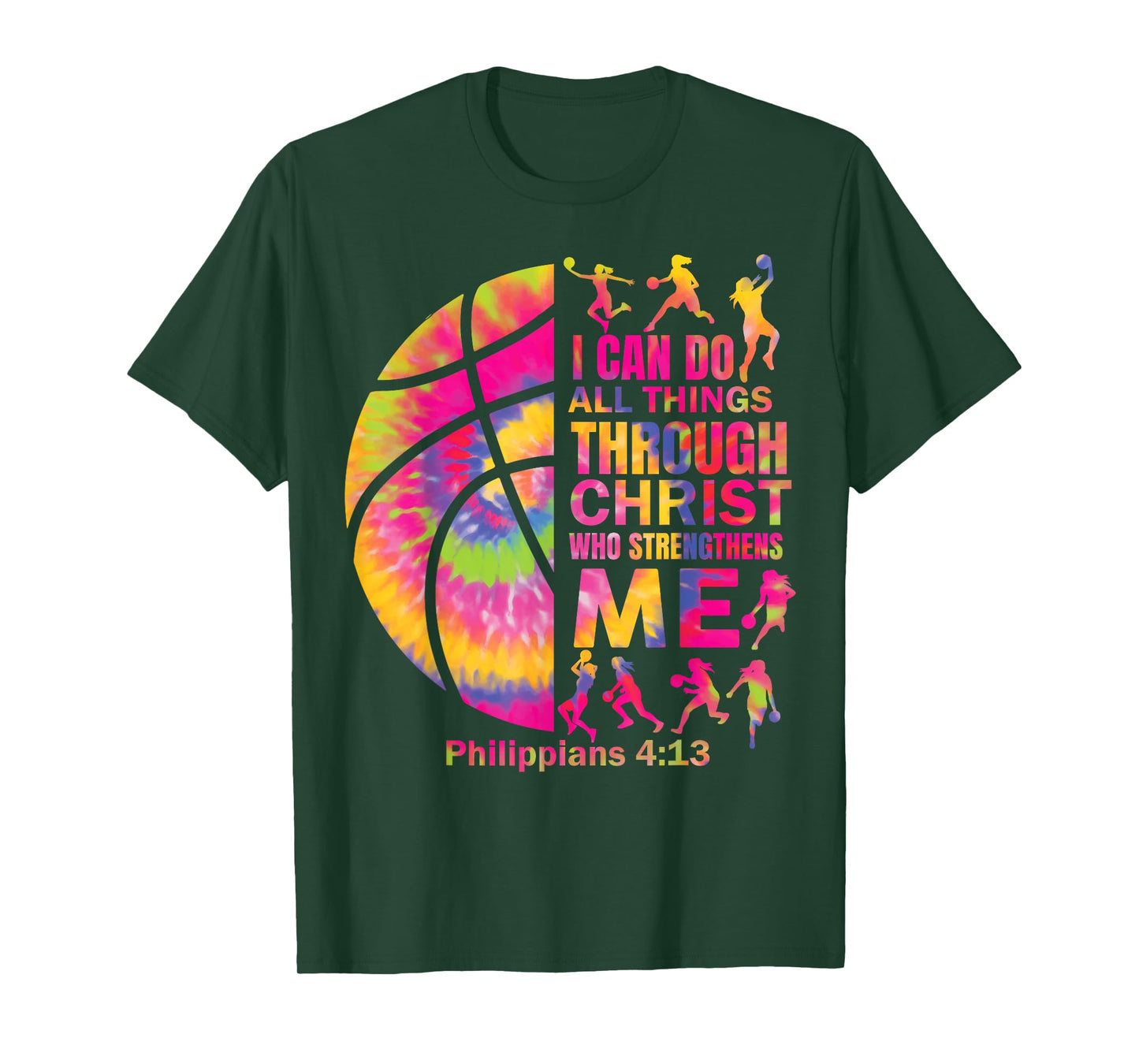 Girls Christian Basketball Women Teen Kid Christ Bible Verse T-Shirt