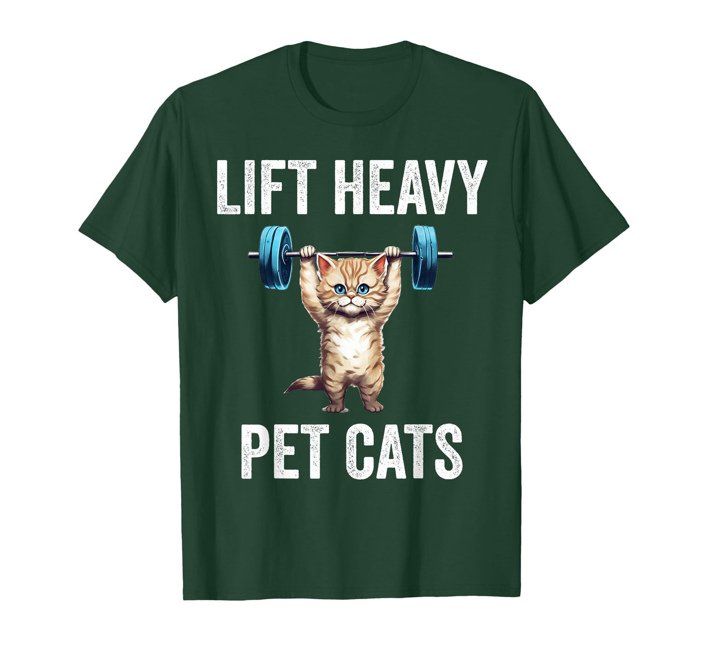 Lift Heavy Pet Cats Funny Gym Workout Weight Lifter T-Shirt