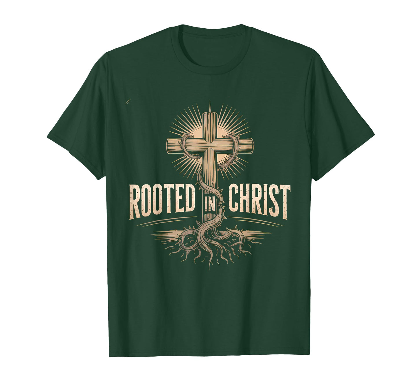 Rooted in Christ Jesus Cross Christian Faith T-Shirt