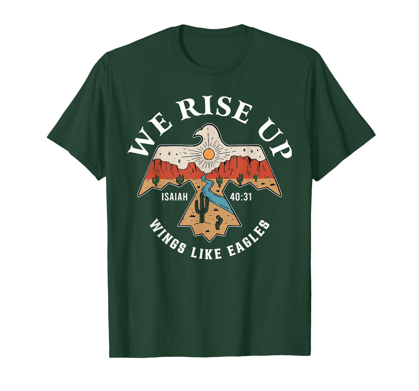 Bible Verse We Rise Up Wings Like Eagles Christian Religious T-Shirt