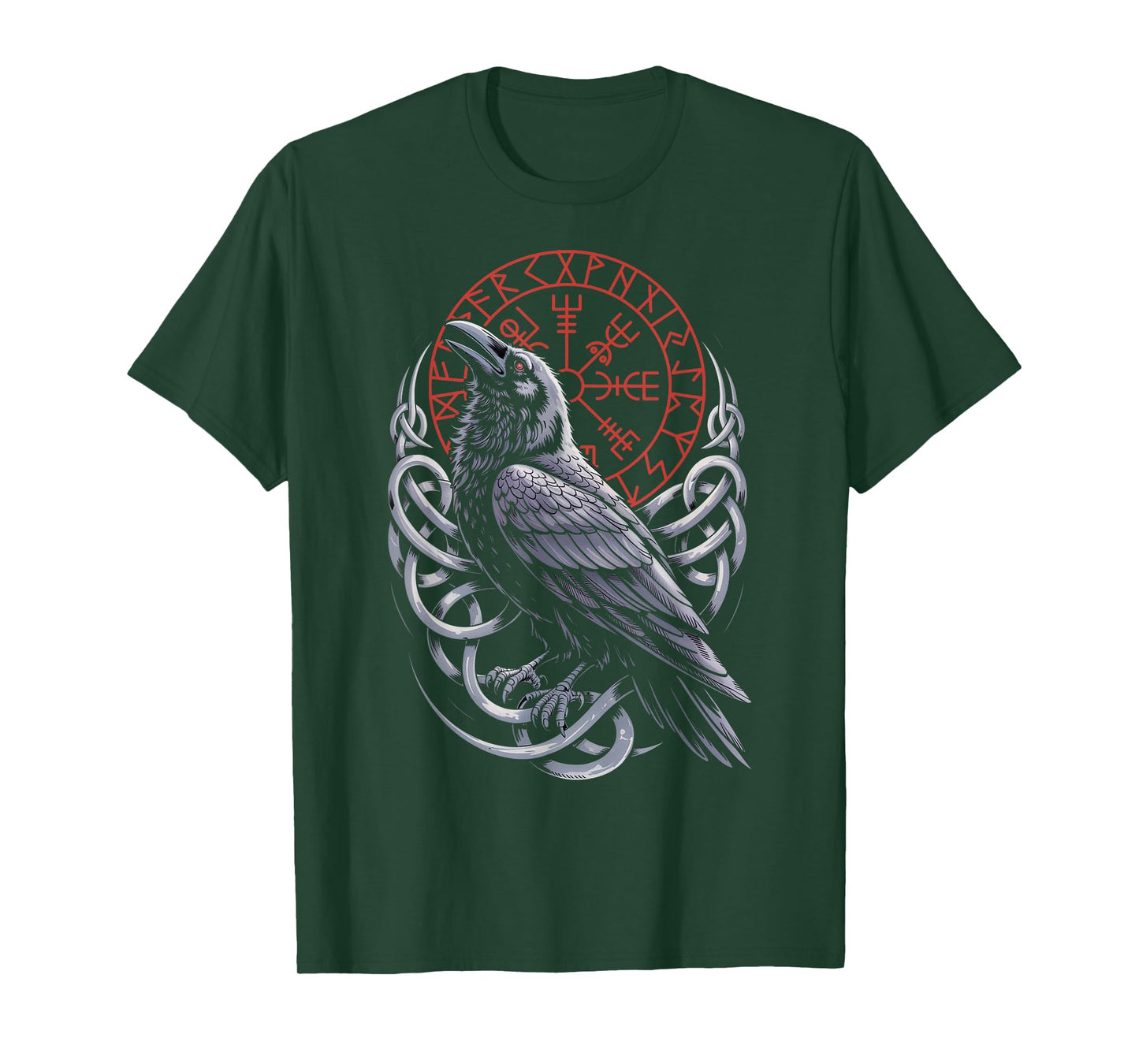 Retro Walhalla Huginn Muninn Celtic Viking Compass Vegvisir T-Shirt