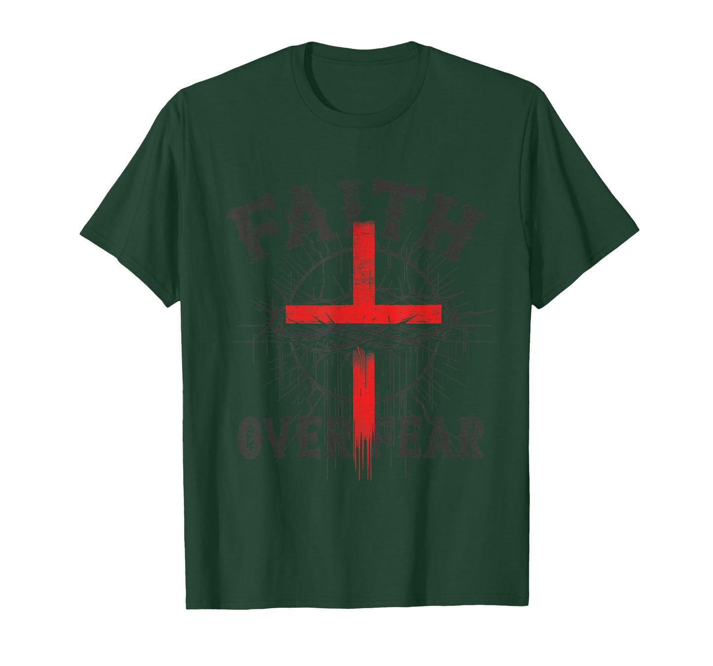 Faith Over Fear Christian Cross Crown of Thorns Design T-Shirt