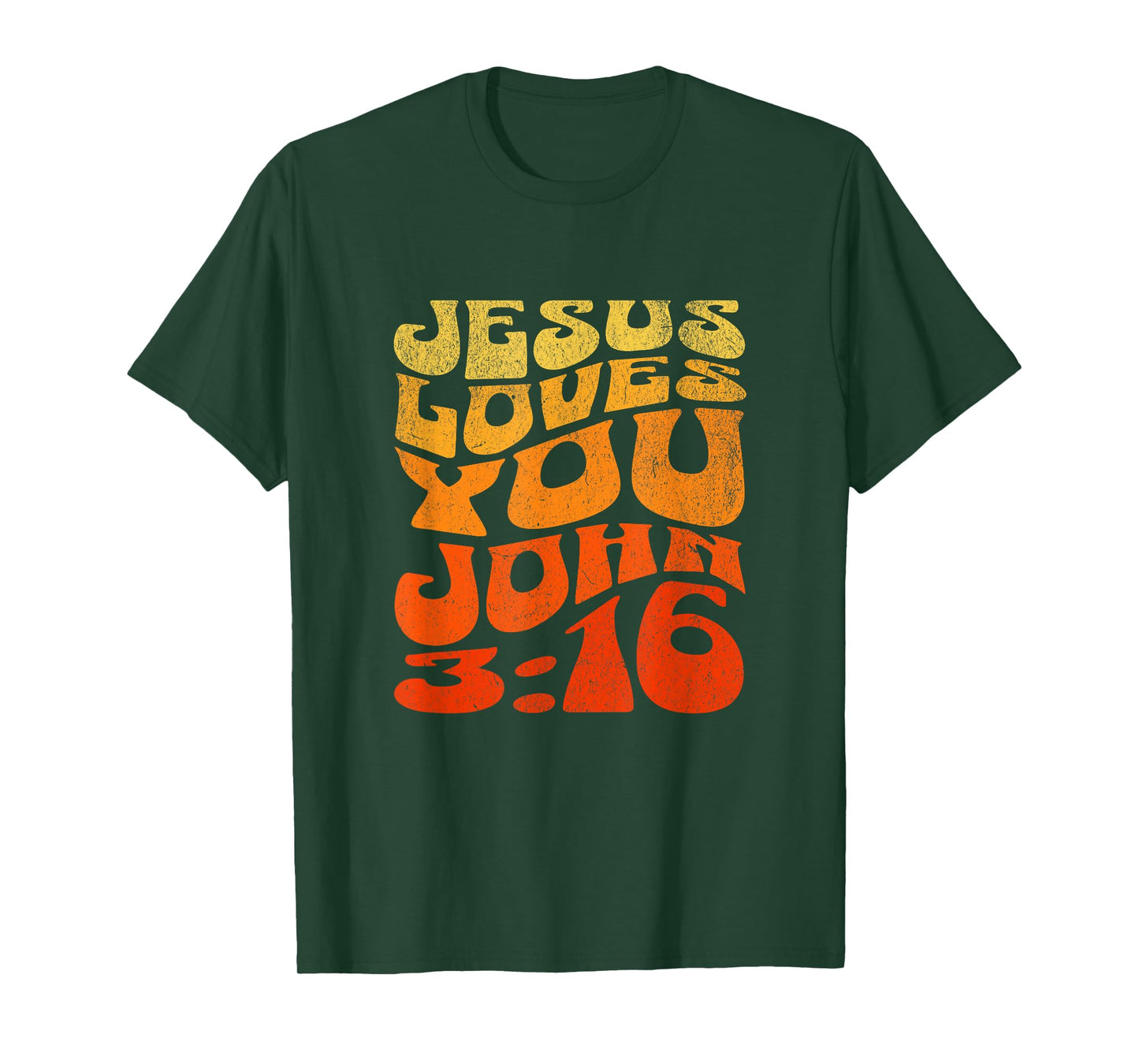 Jesus Loves You John 3:16 Bible Christian Faith Wavy Text T-Shirt