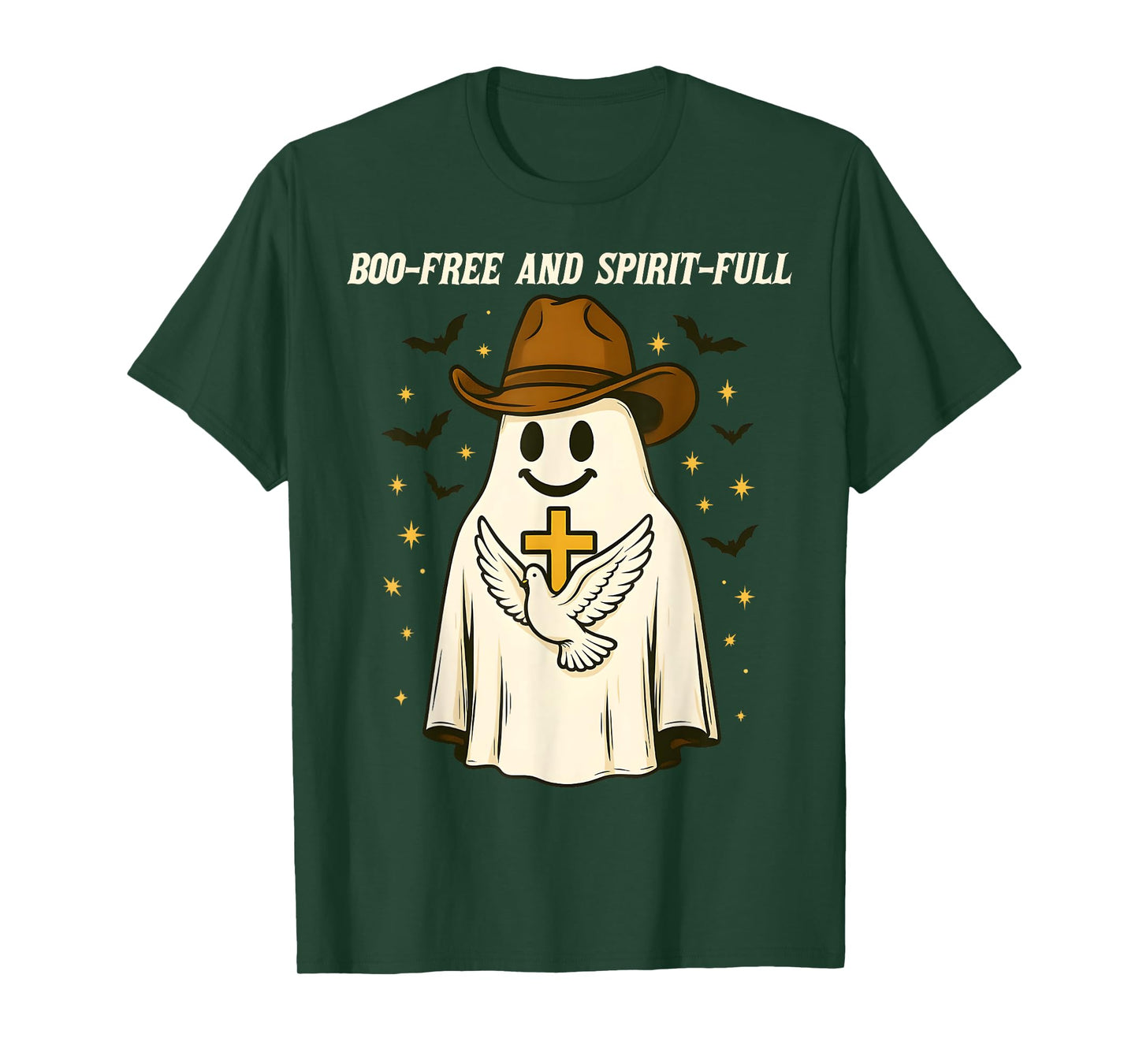 Boo-Free and Spirit-Full Christian Halloween Ghost Cowboy T-Shirt