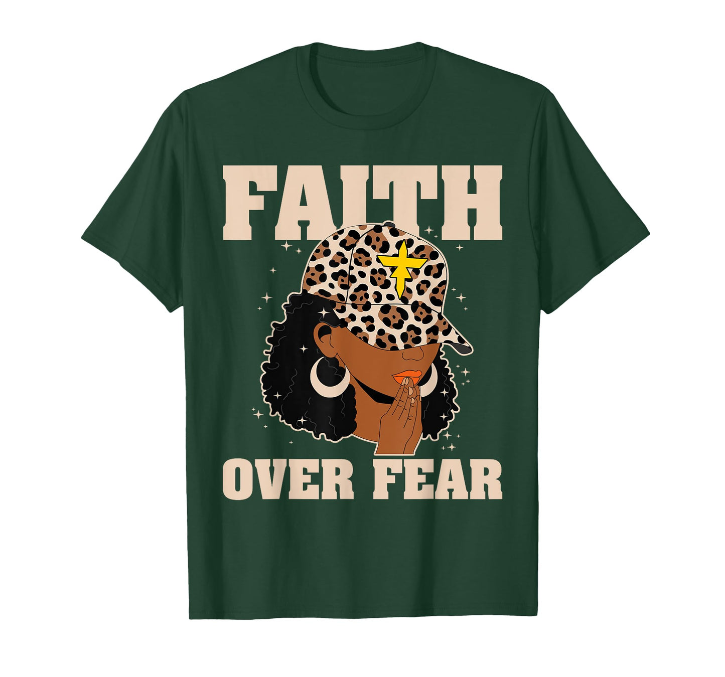 Faith Over Fear Christian African American Afro Black Women T-Shirt