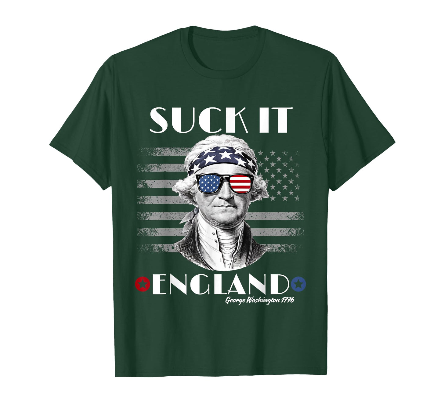 Funny 4th of July Suck It England George-Washington USA Flag T-Shirt