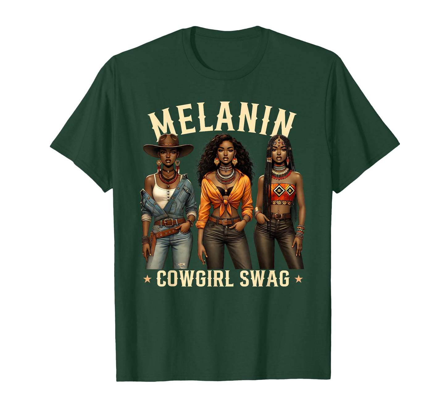 Melanin Cowgirls African Melanin Cowgirl Swag Black History T-Shirt