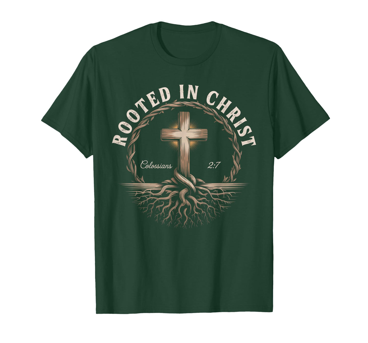 Vintage Stamp Rooted in Christ, Jesus Shirts Christian Cross T-Shirt