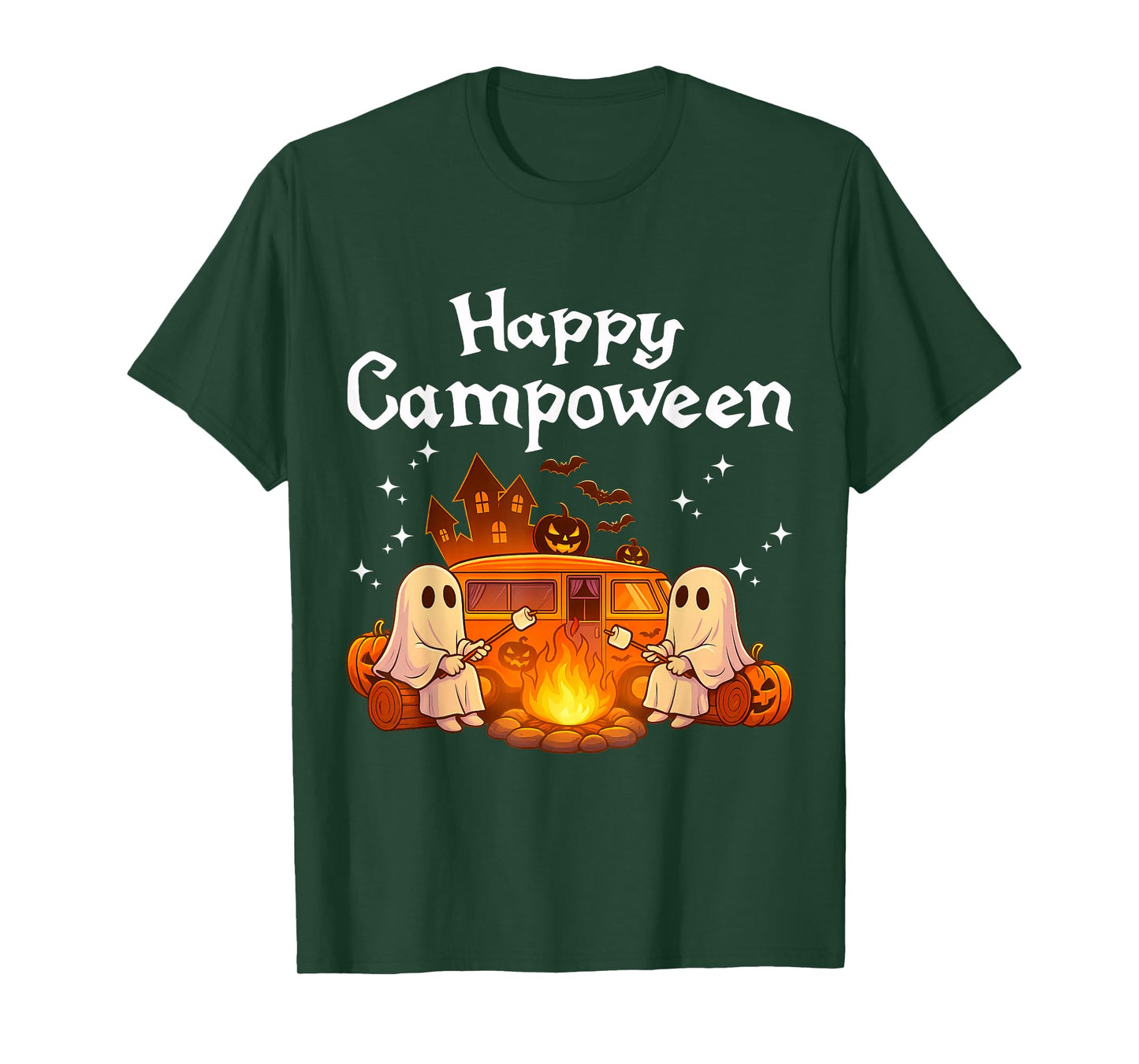 Happy Campoween Spooky Camping Ghosts Halloween Camping T-Shirt