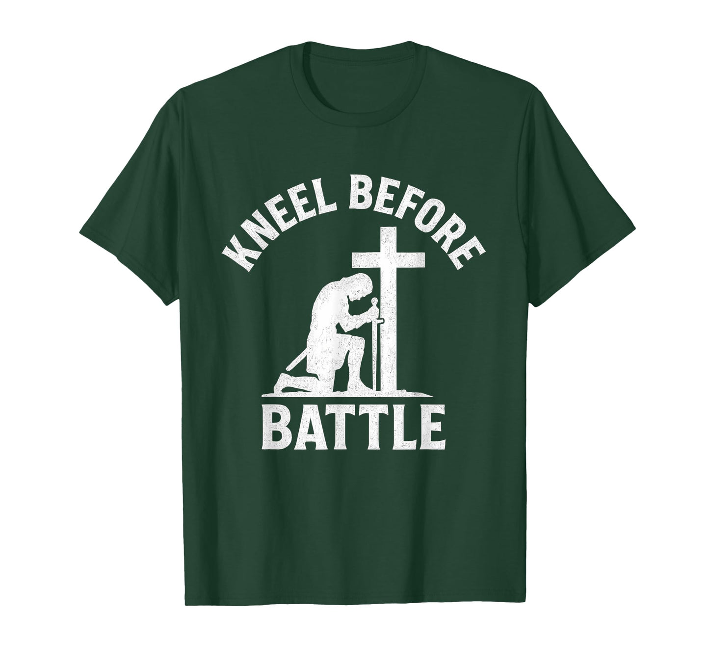 Kneel Before Battle Warrior Cross Christian T-Shirt