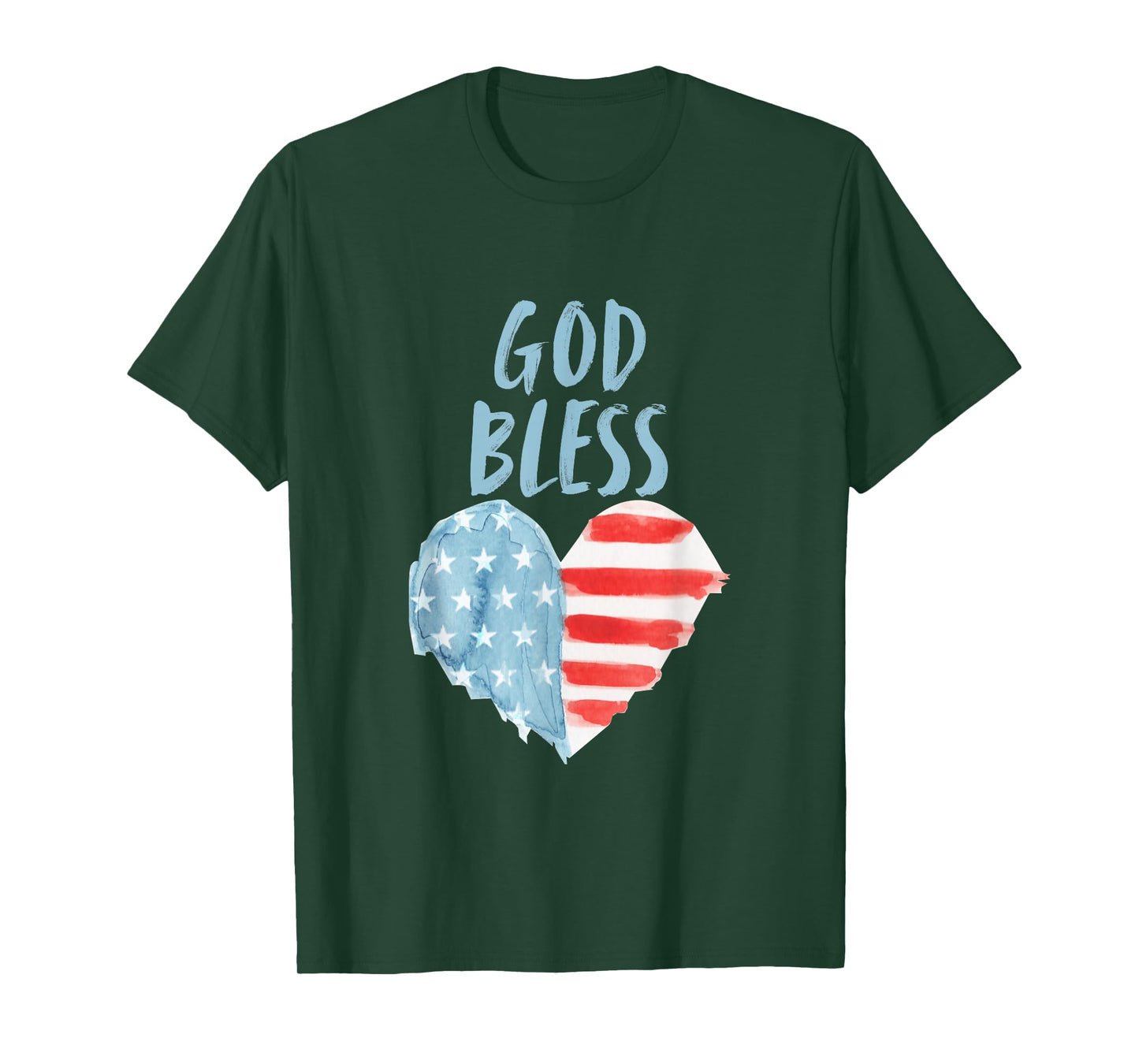 God Bless Heart American Flag Faith Liberty USA T-Shirt