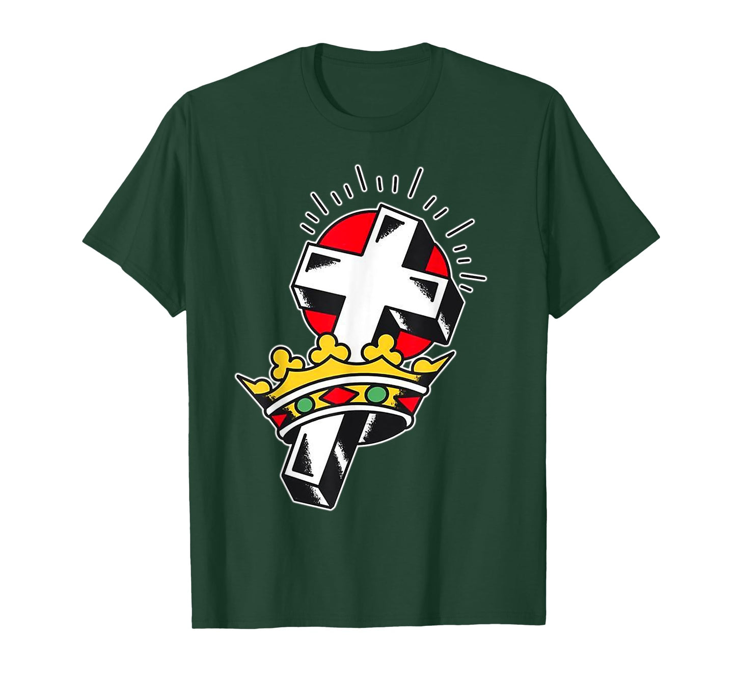 Crown x Crucifix Traditional Tattoo Flash T-Shirt