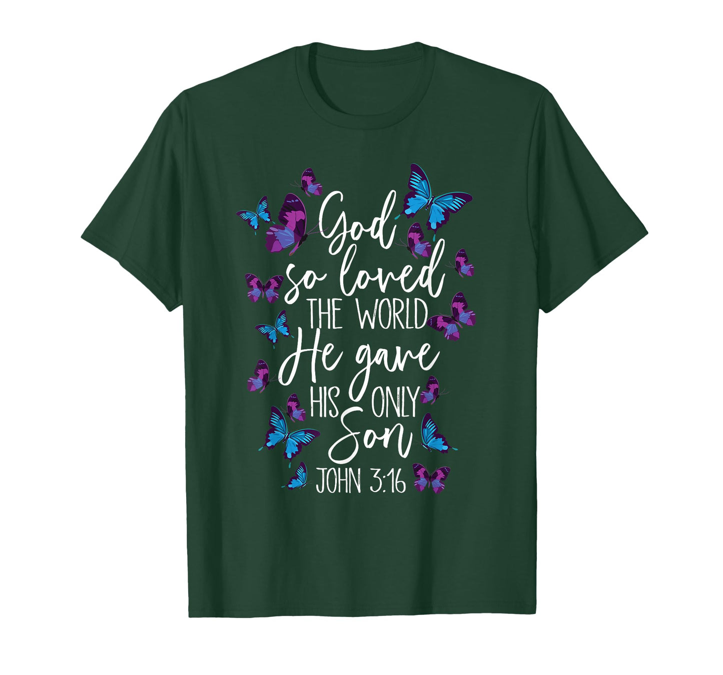 Christian Bible Verse God Gave His Son John 5:13 Butterfly T-Shirt