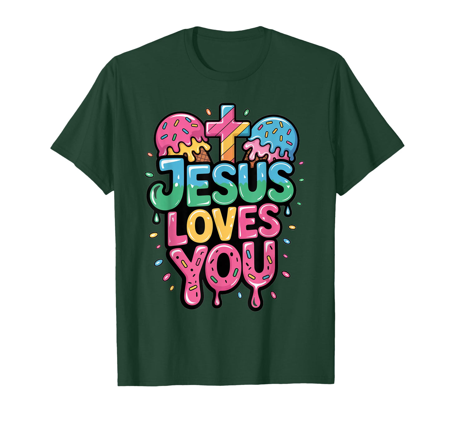 Jesus Loves You Ice Cream Christian Drip Kids Religious Boys T-Shirt