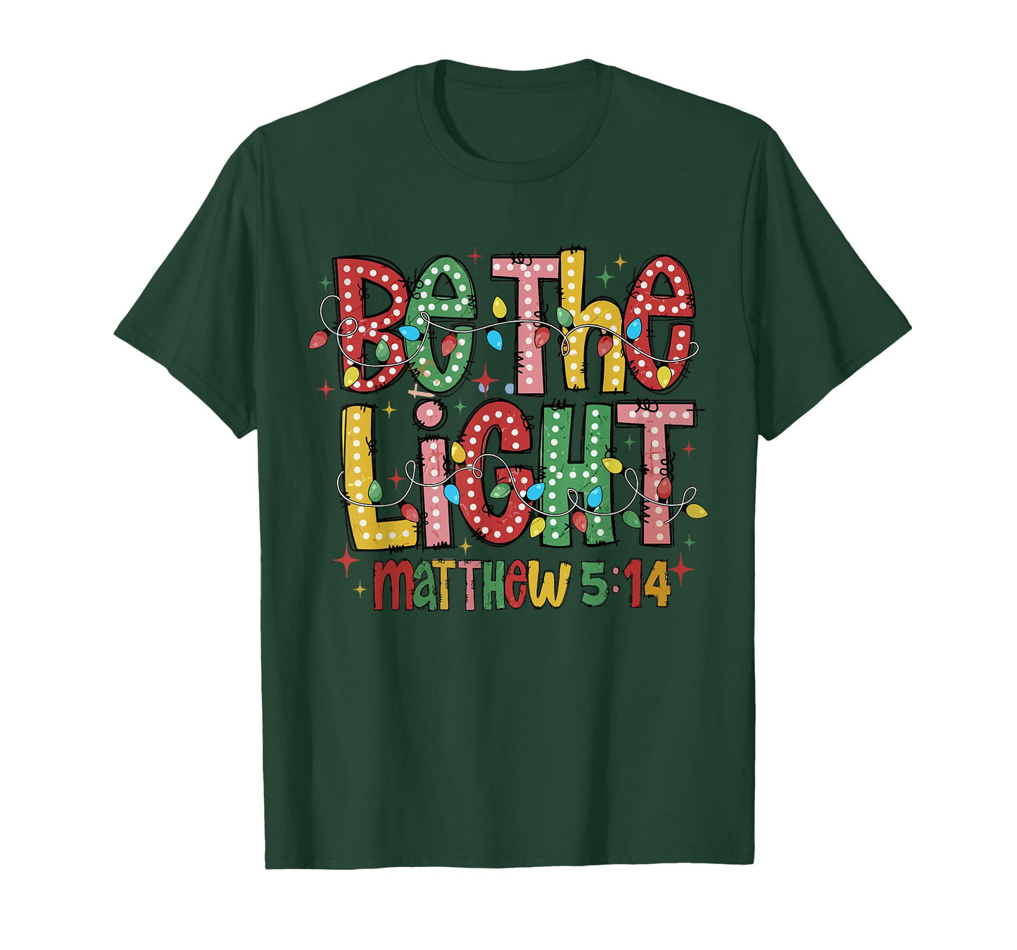 Be The Light Christmas Jesus Cross Christian Xmas Womens T-Shirt