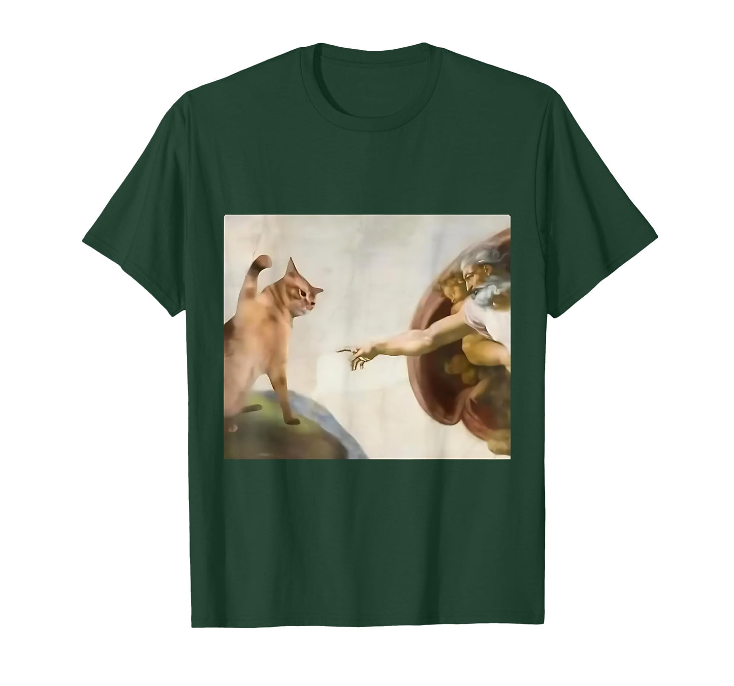 Funny Cat God Creation Of Adam Jesus Gen Z Meme Gifts T-Shirt