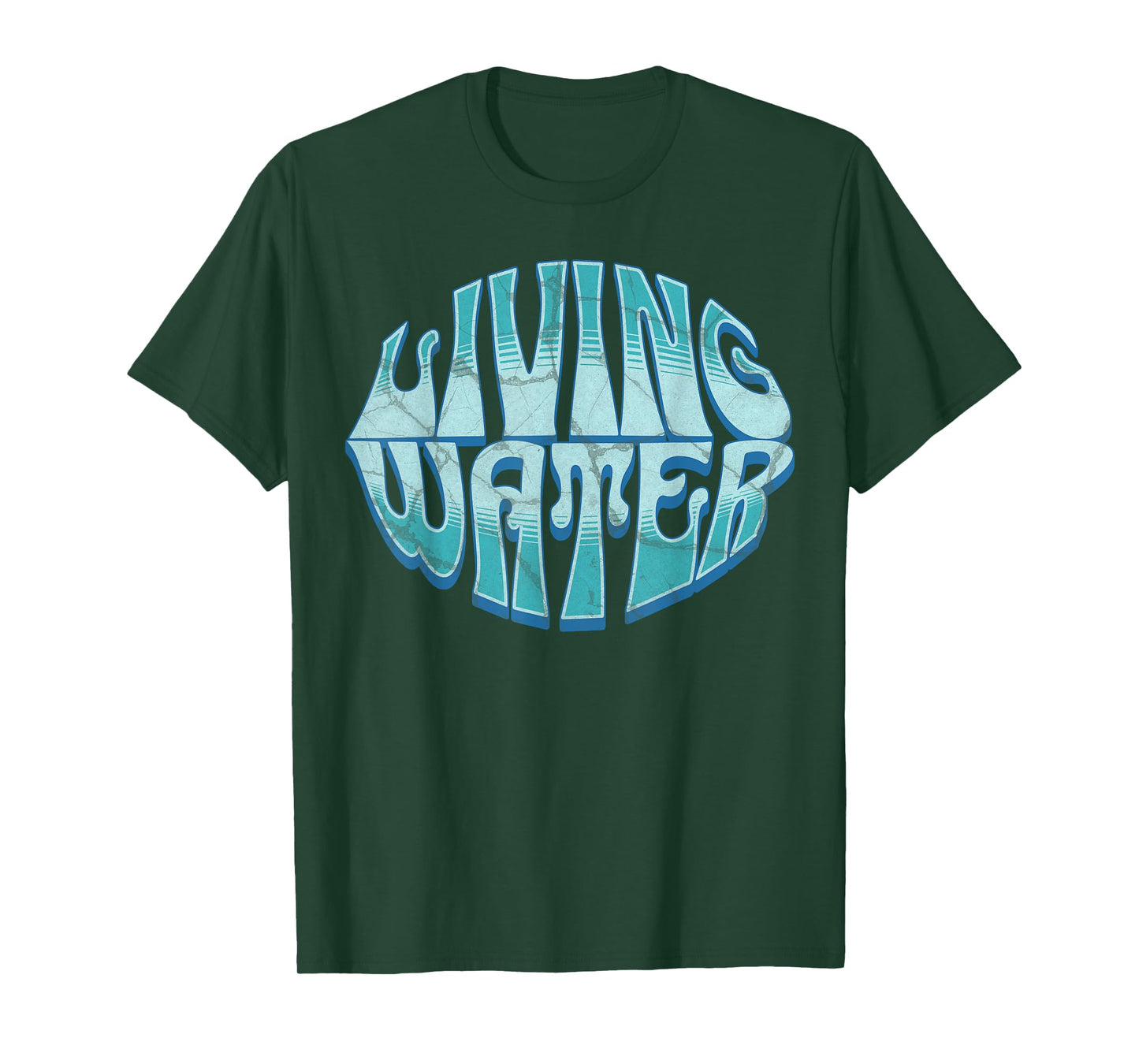 Living Water Bible Verse Cool Blue Groovy Christian Clothing T-Shirt