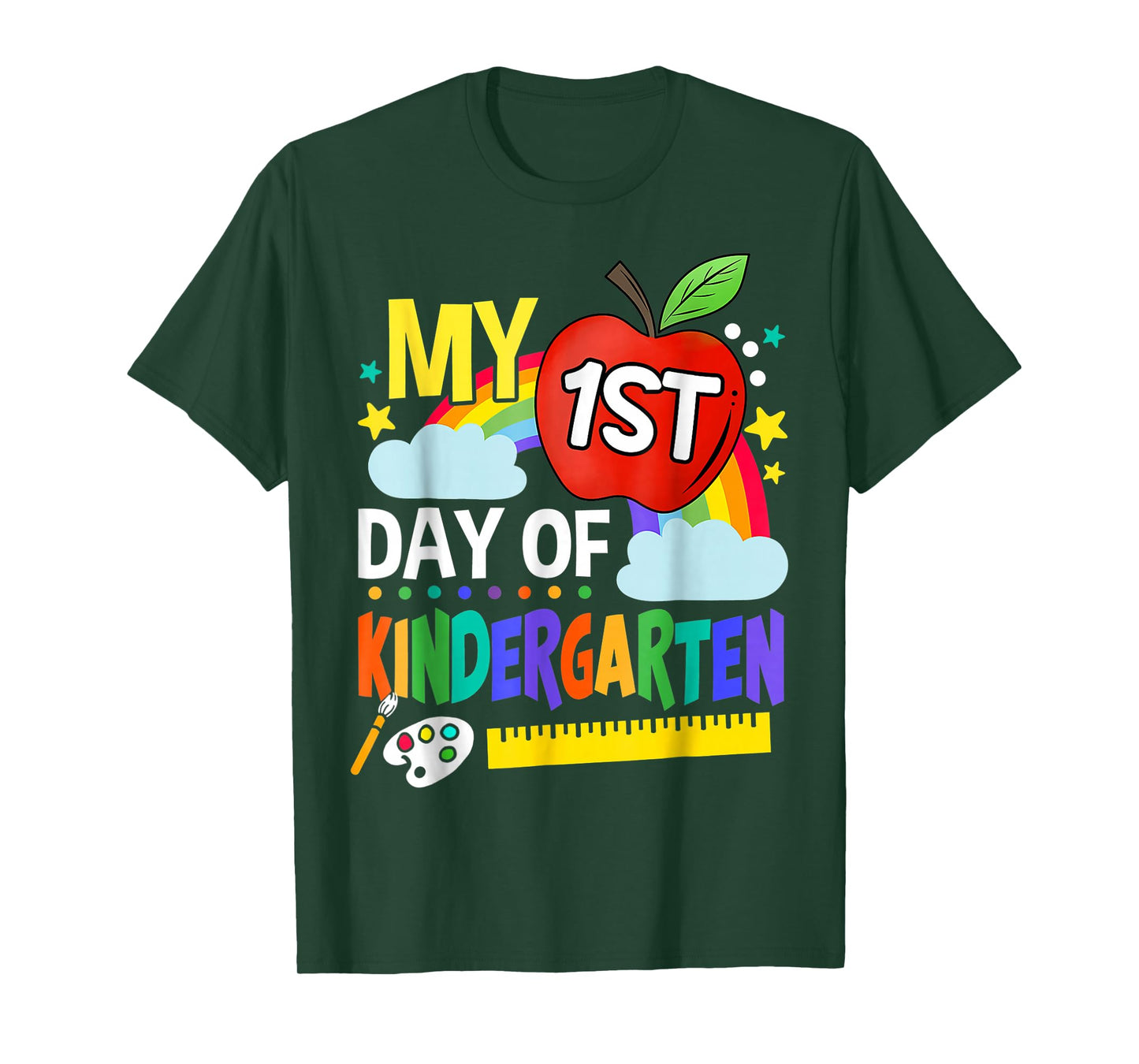 My First Day Of Kindergarten Funny Colorful Rainbow T-Shirt